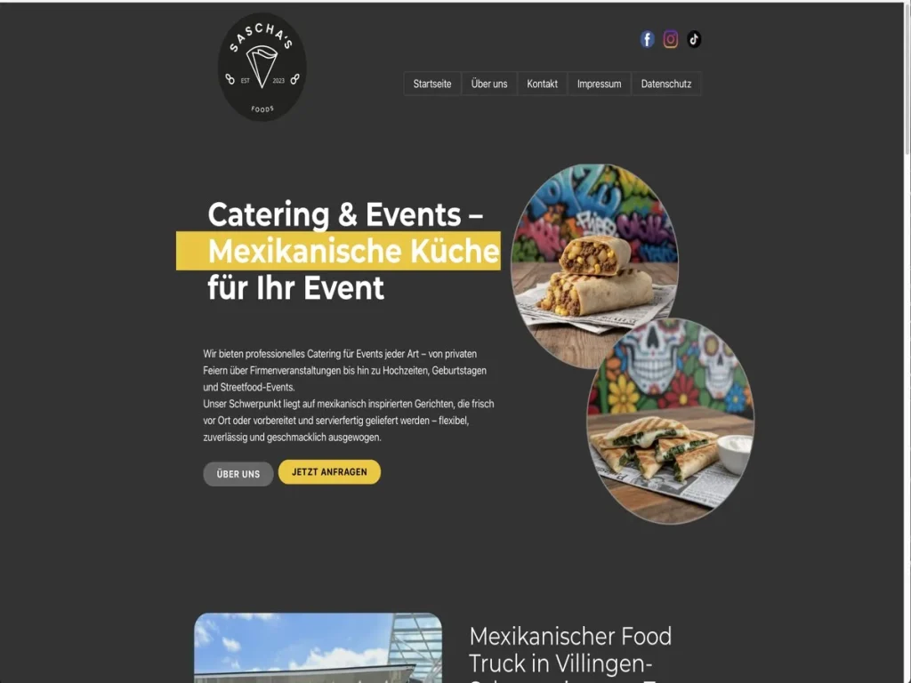 Website für Sascha's Foods